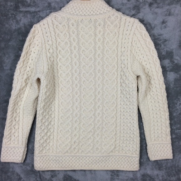 Aran Mor Ireland Cableknit Sweater Large Mock Turtleneck Knit Merino Wool Chunky - Picture 14 of 16